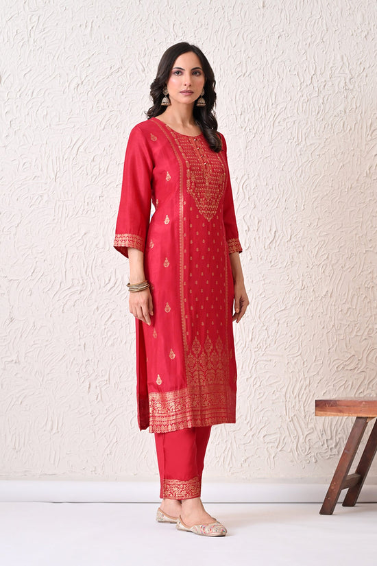 Pink Self-Design Kurta 3 Pcs Set