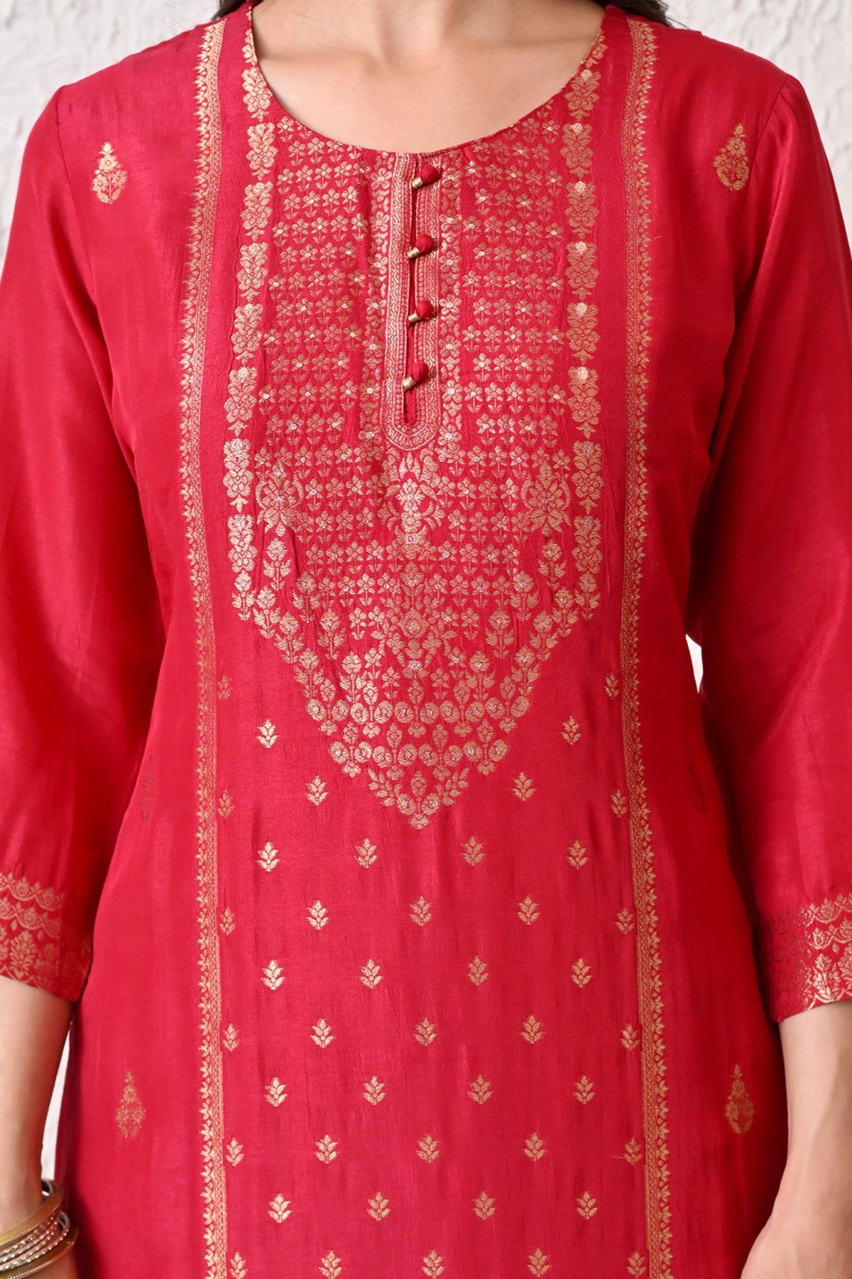 Pink Self-Design Kurta 3 Pcs Set