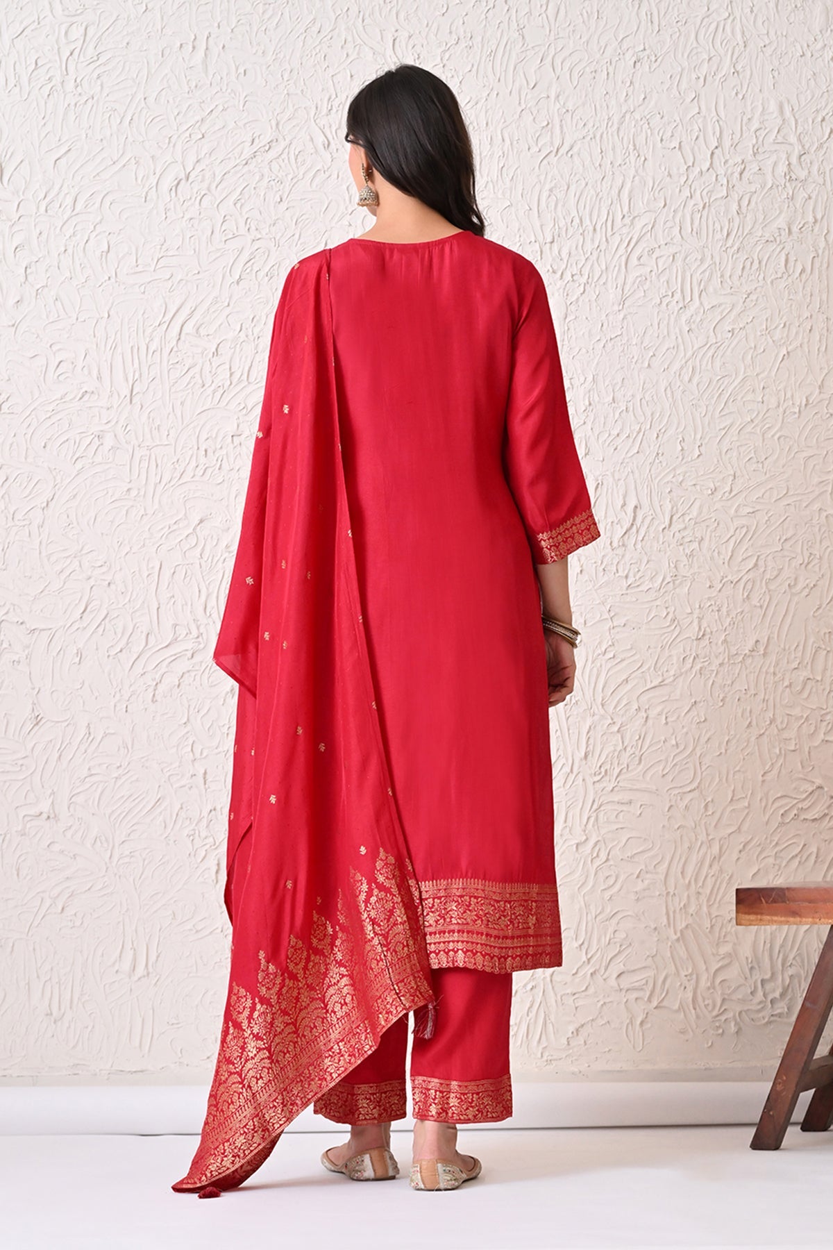 Pink Self-Design Kurta 3 Pcs Set