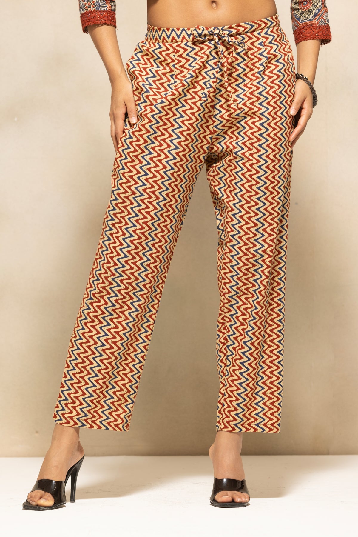 Rust Printed Kurta 3 Pcs Set