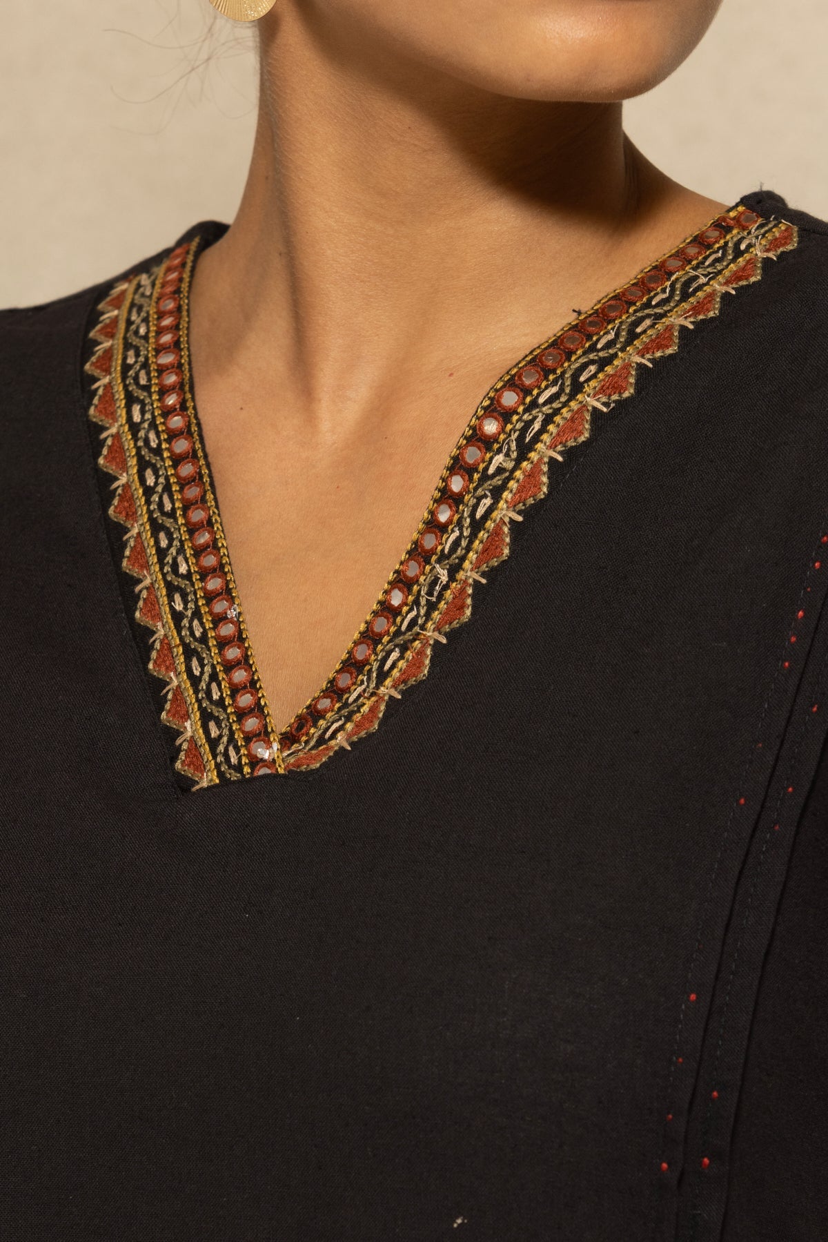 Black Self Design A-line Kurta
