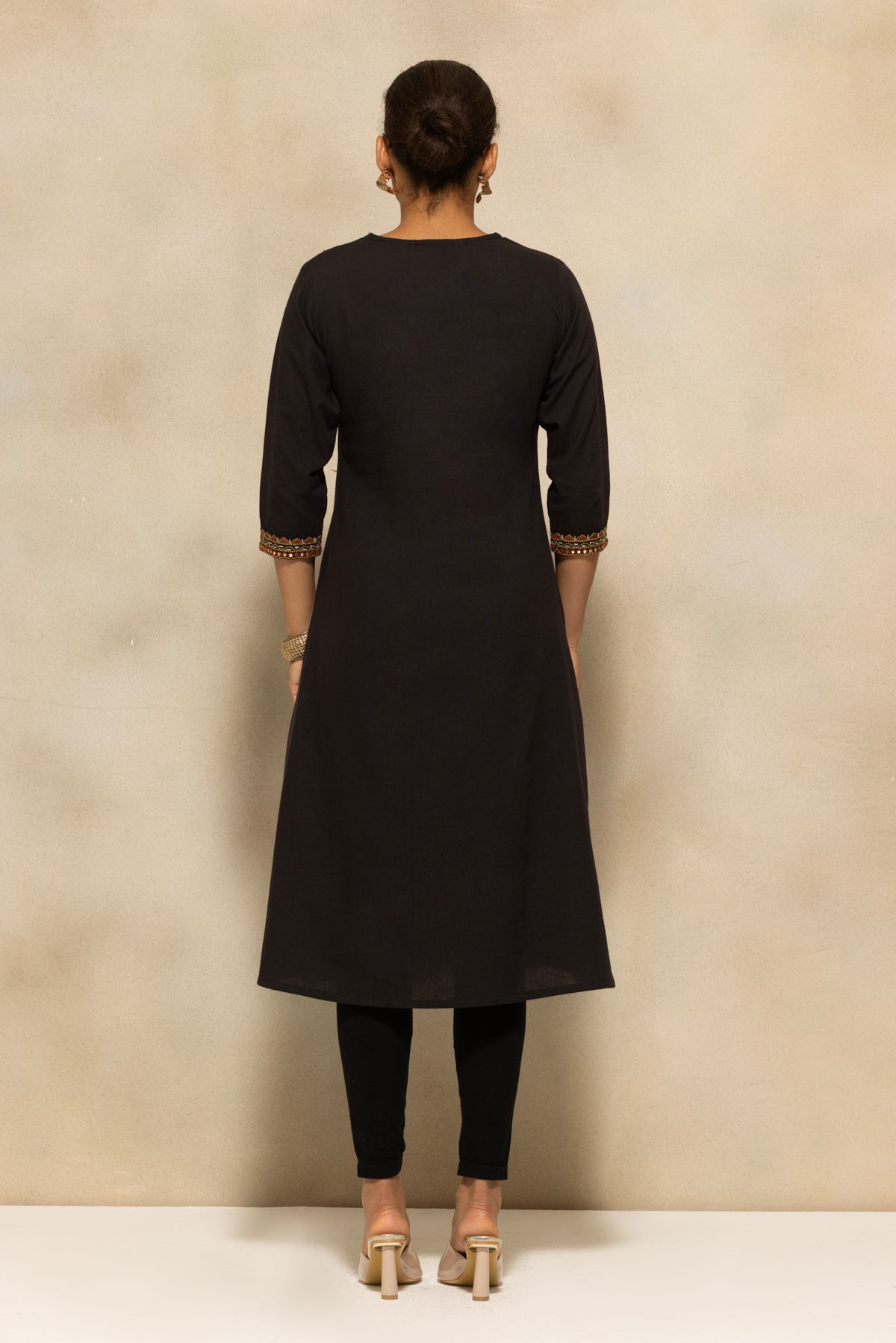Black Self Design A-line Kurta