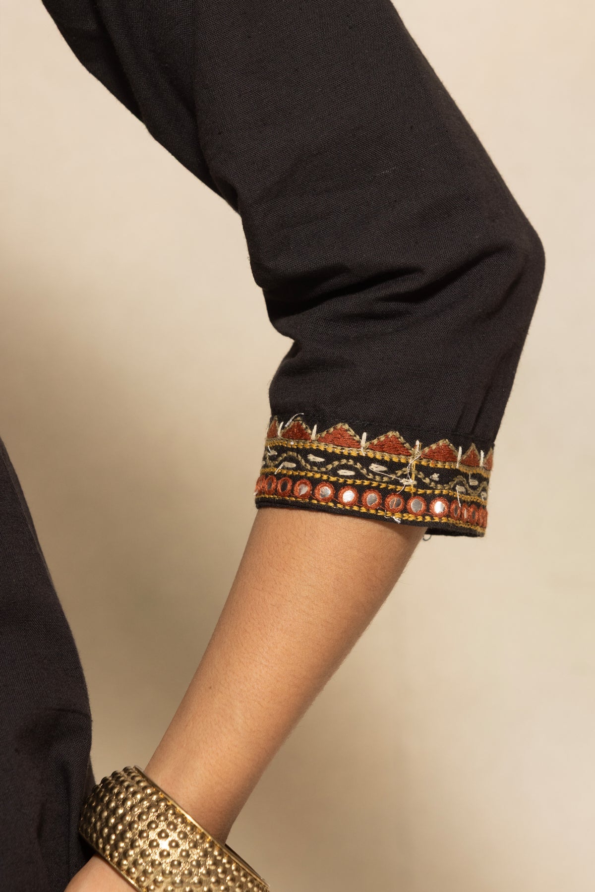 Black Self Design A-line Kurta