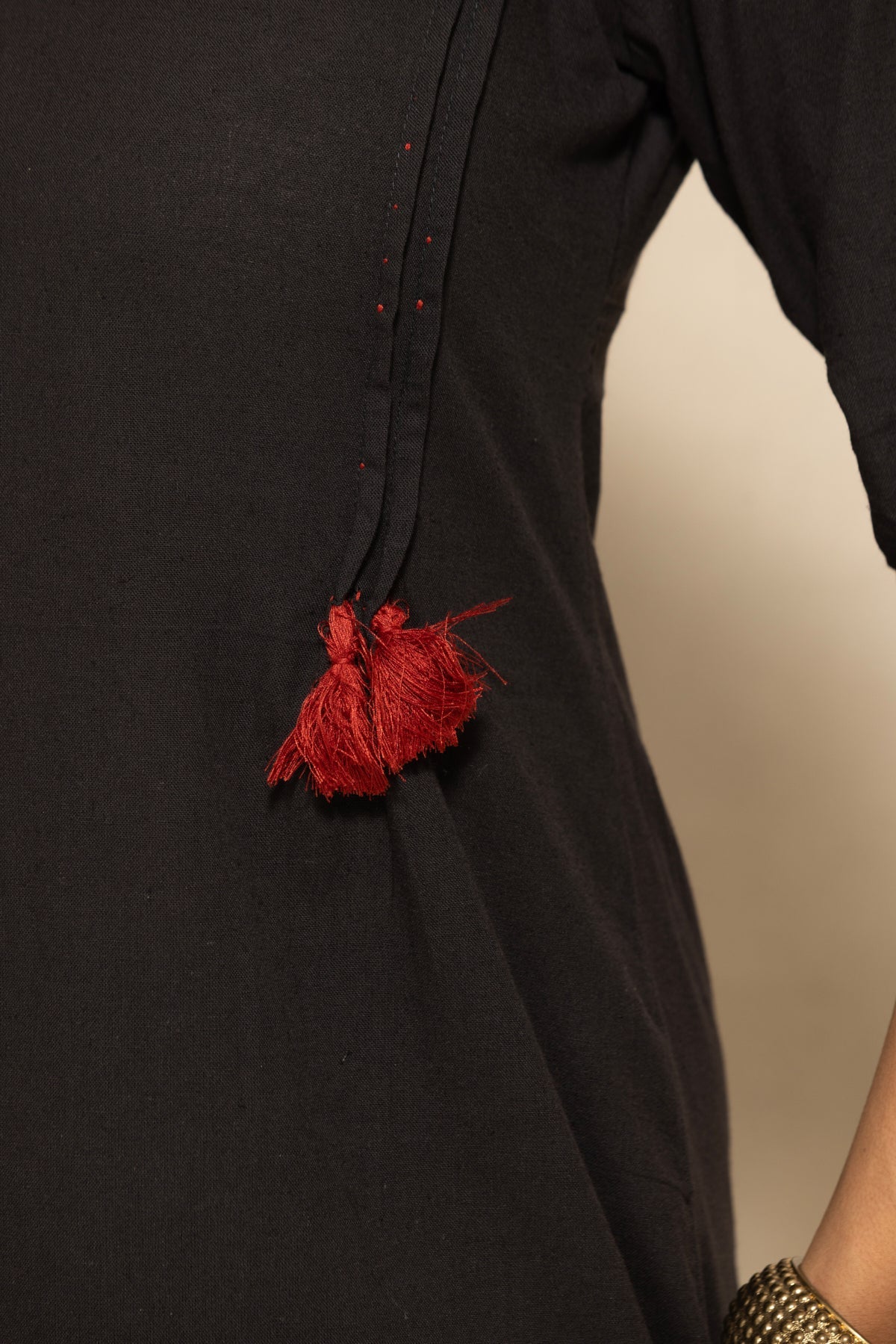 Black Self Design A-line Kurta