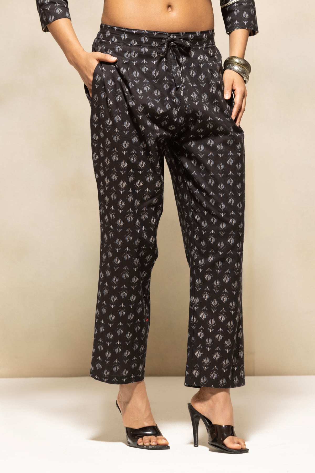 Black Printed Kurta 3 Pcs Set