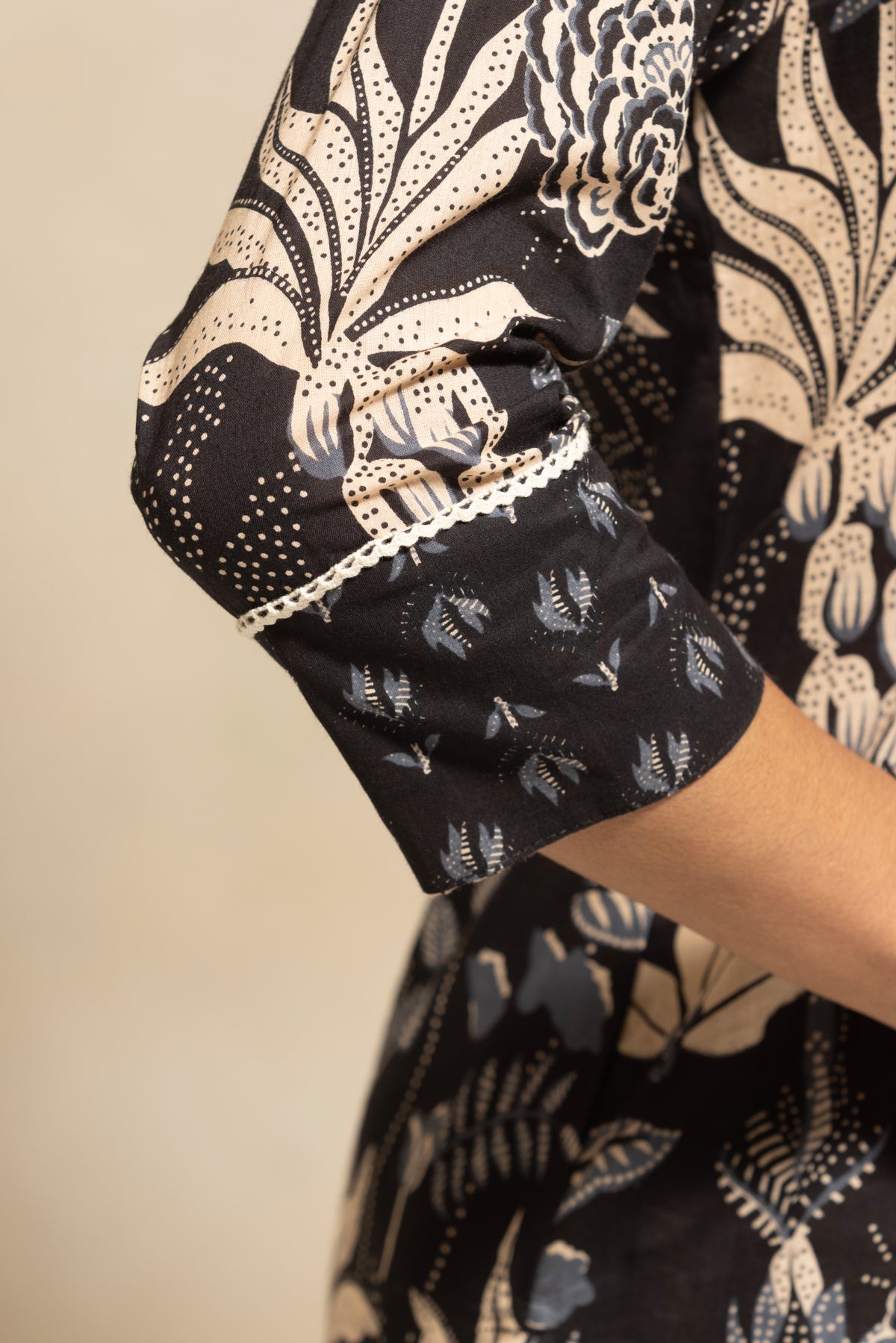 Black Printed Kurta 3 Pcs Set