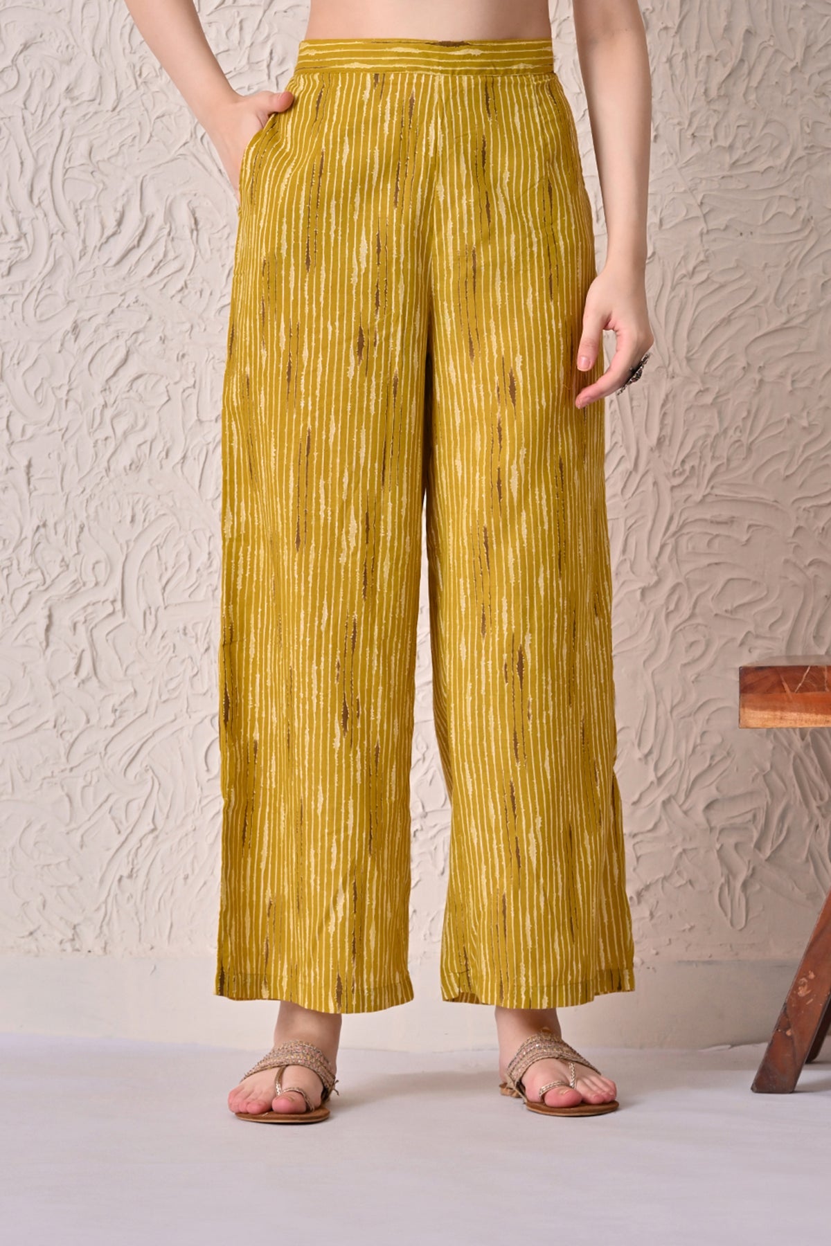 Mustard Printed Kurta 3 Pcs Set