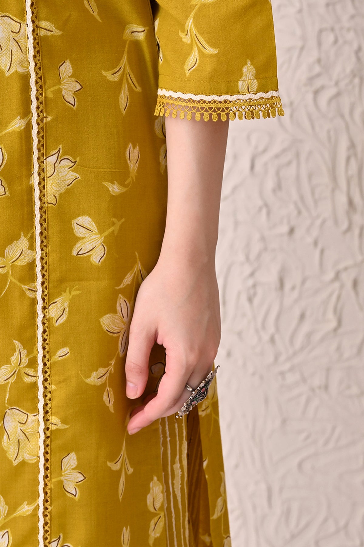 Mustard Printed Kurta 3 Pcs Set