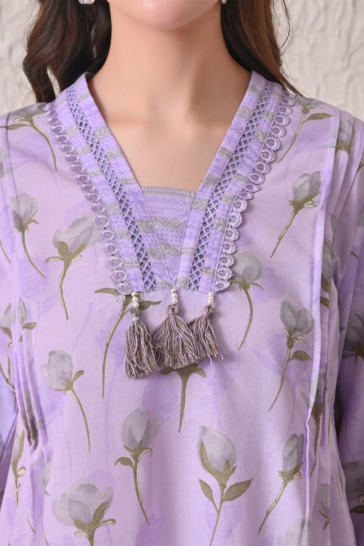Purple Printed Kurta 3 Pcs Set