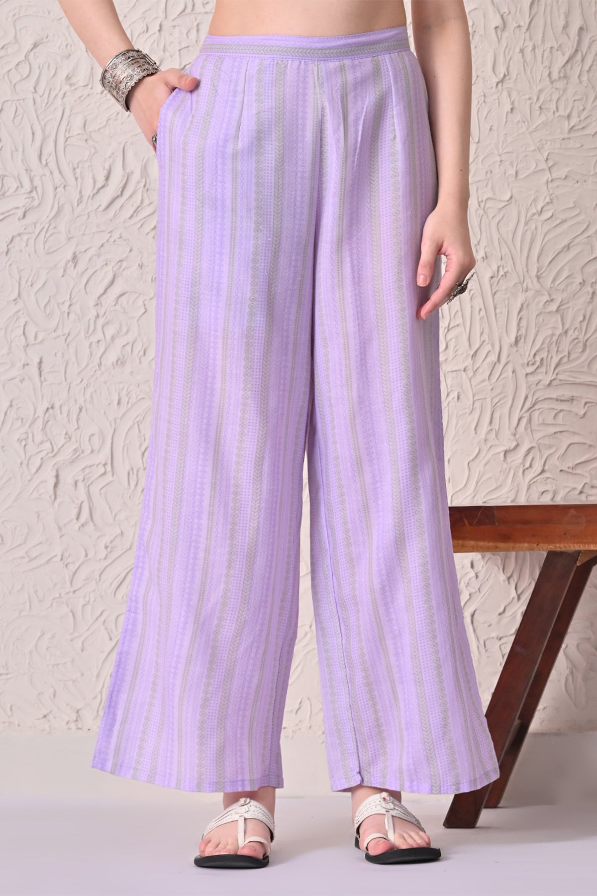 Purple Printed Kurta 3 Pcs Set