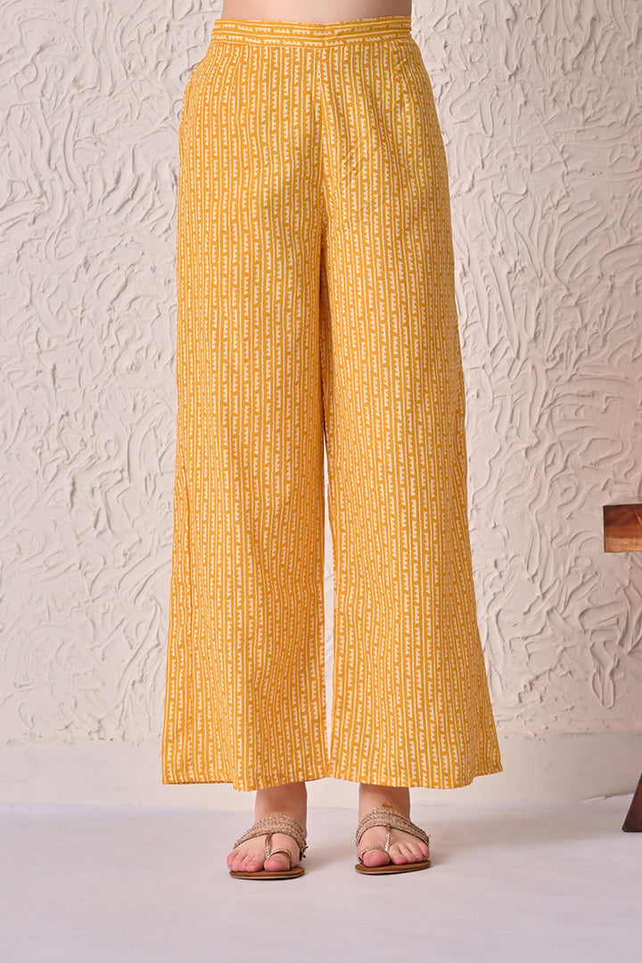 Yellow Printed Kurta 3 Pcs Set