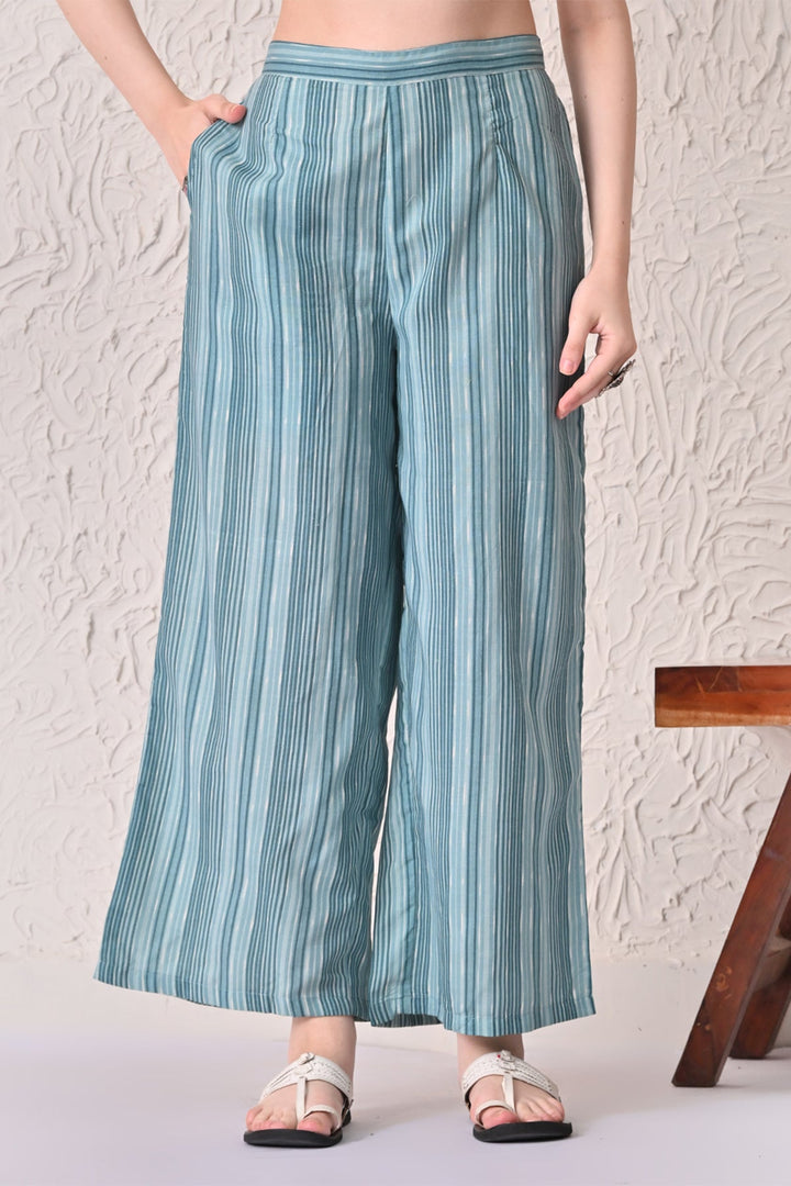 Blue Floral Printed Kurta 3 Pcs Set