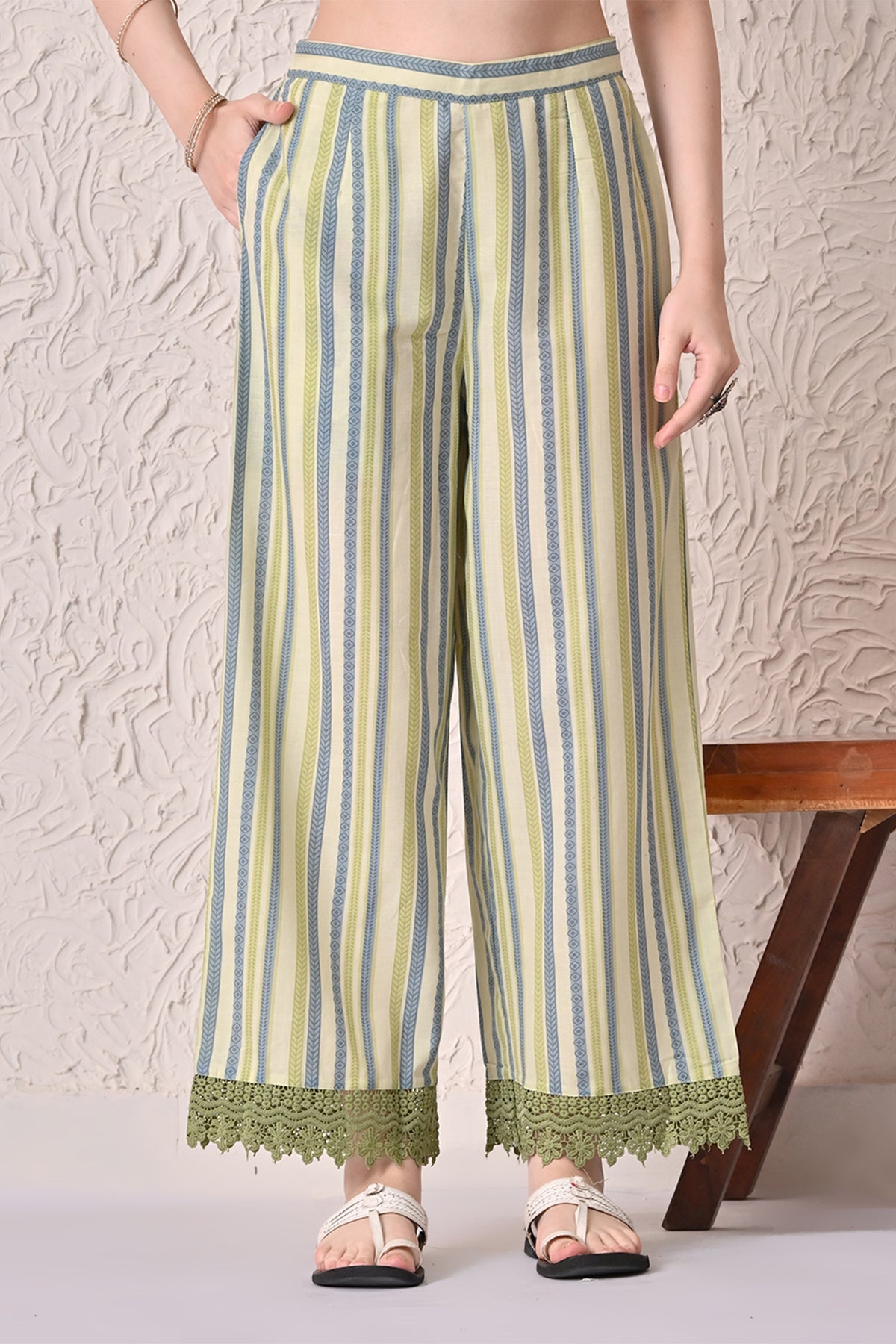 Green A-line Printed Kurta 3 Pcs Set