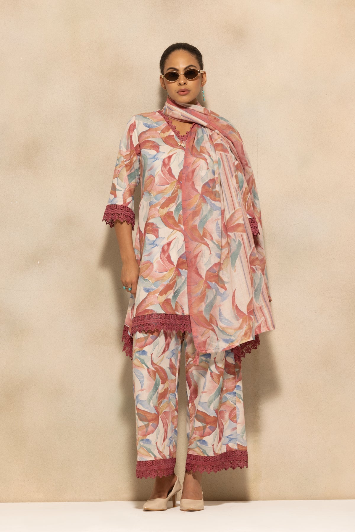 Multi A-line Printed Kurta 3 Pcs Set