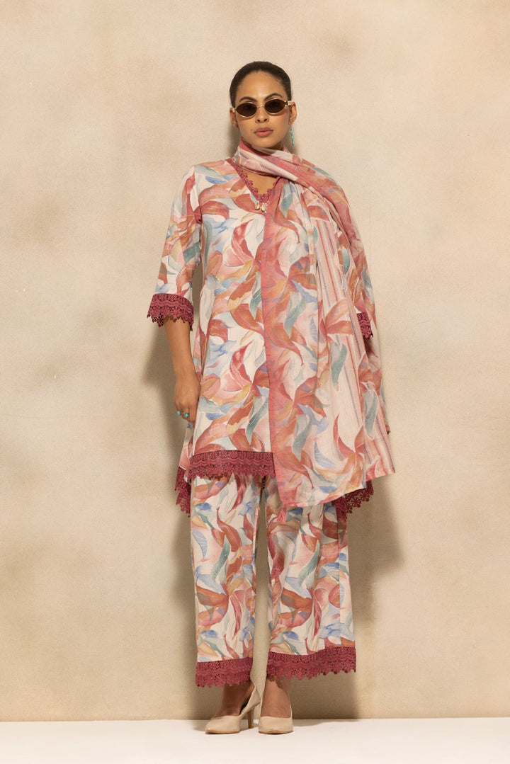 Multi A-line Printed Kurta 3 Pcs Set