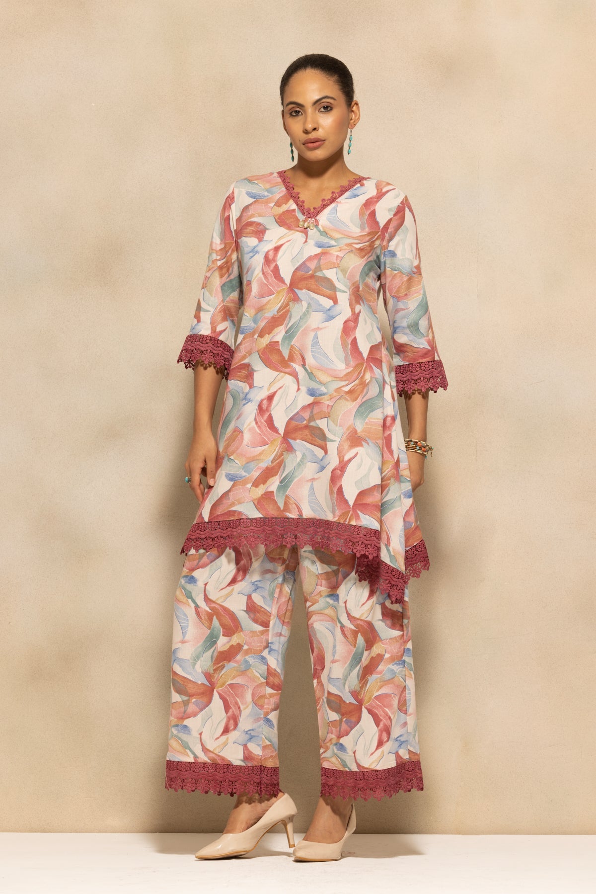 Multi A-line Printed Kurta 3 Pcs Set