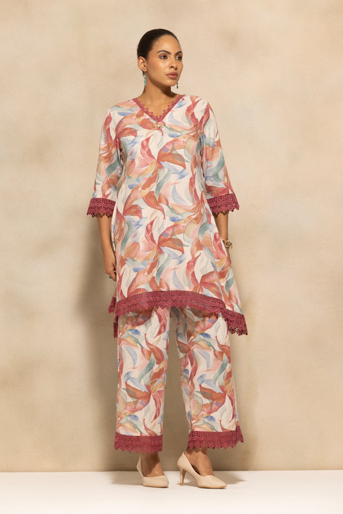 Multi A-line Printed Kurta 3 Pcs Set