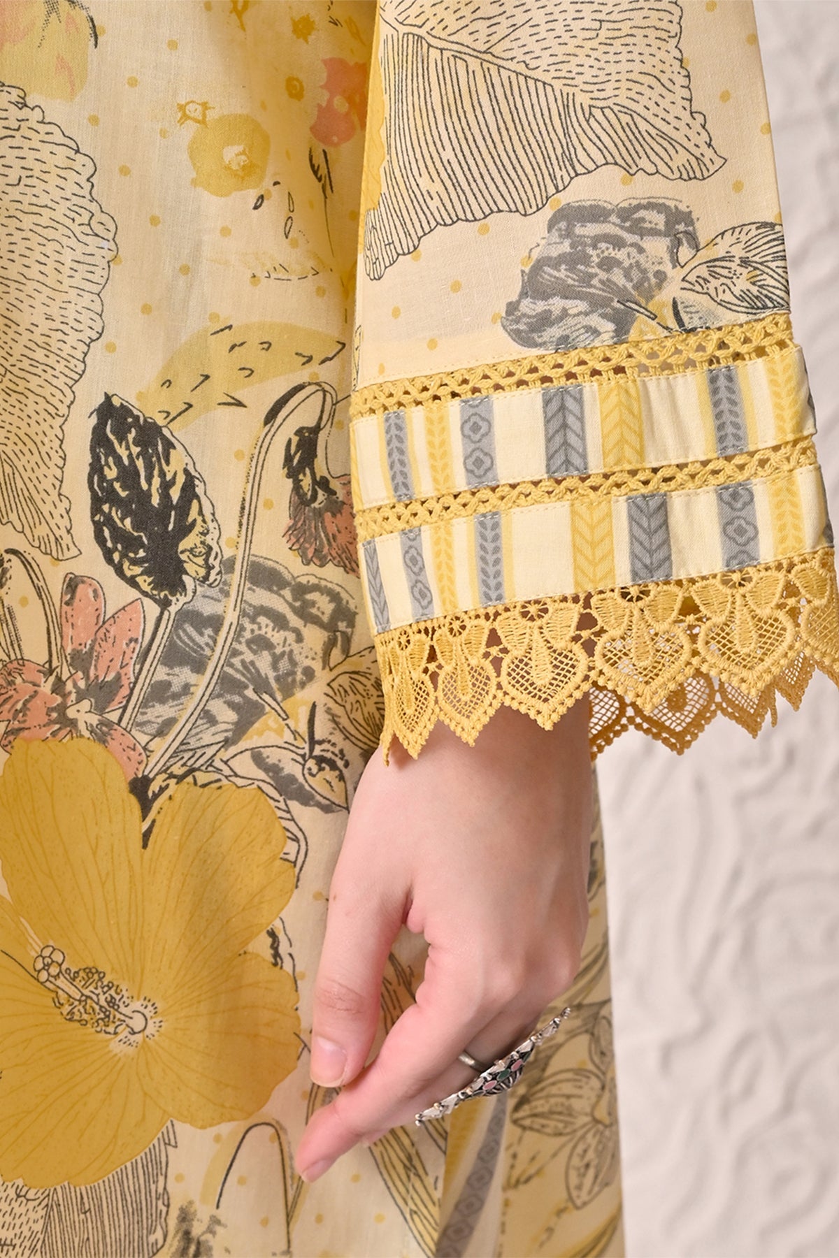 Yellow Floral Printed Kurta 3 Pcs Set