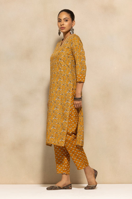 Mustard Printed Kurta 3 Pcs Set