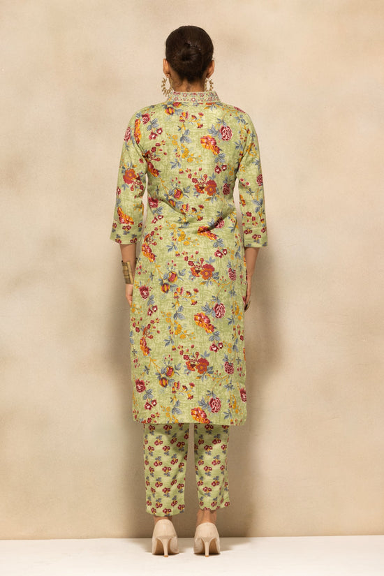 Green Floral Printed Kurta 3 Pcs Set