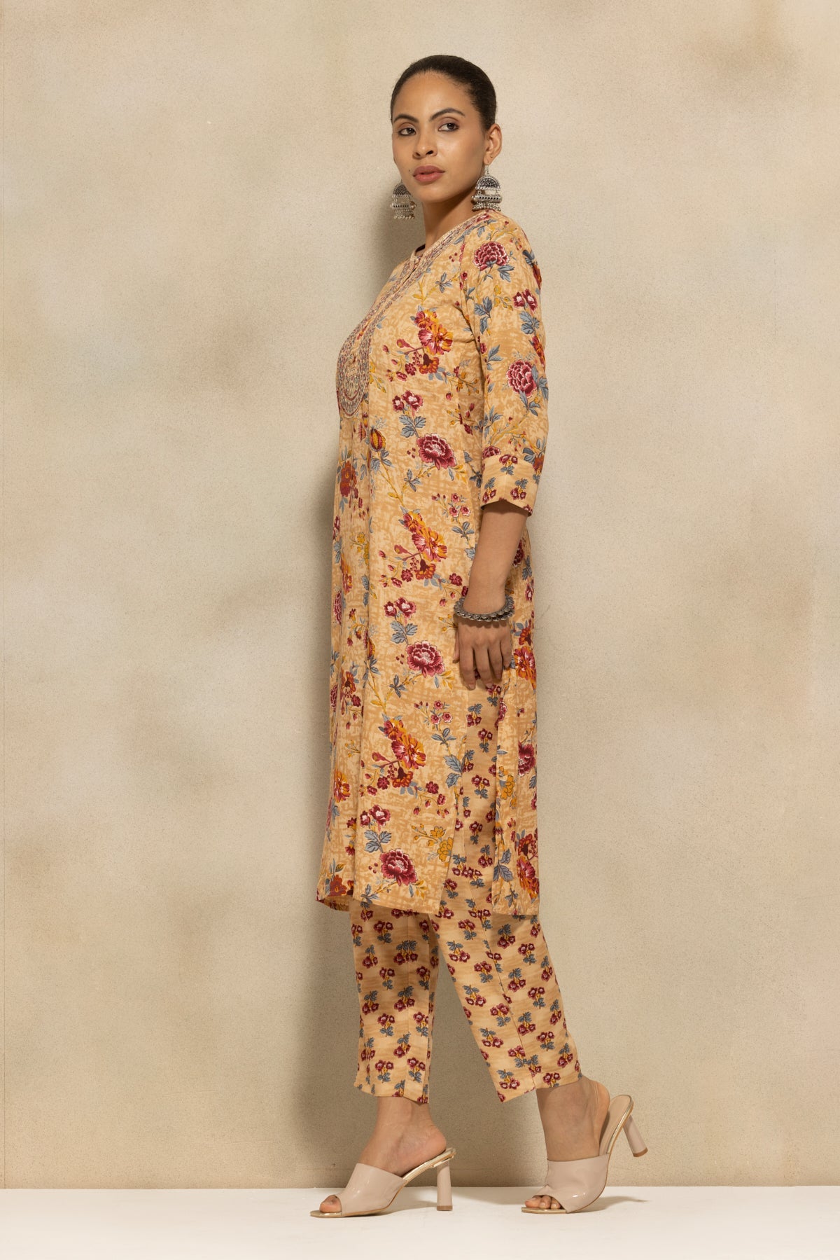 Yellow Printed Kurta 3 Pcs Set
