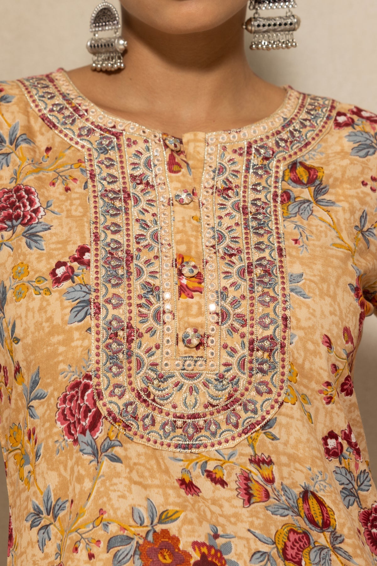 Yellow Printed Kurta 3 Pcs Set