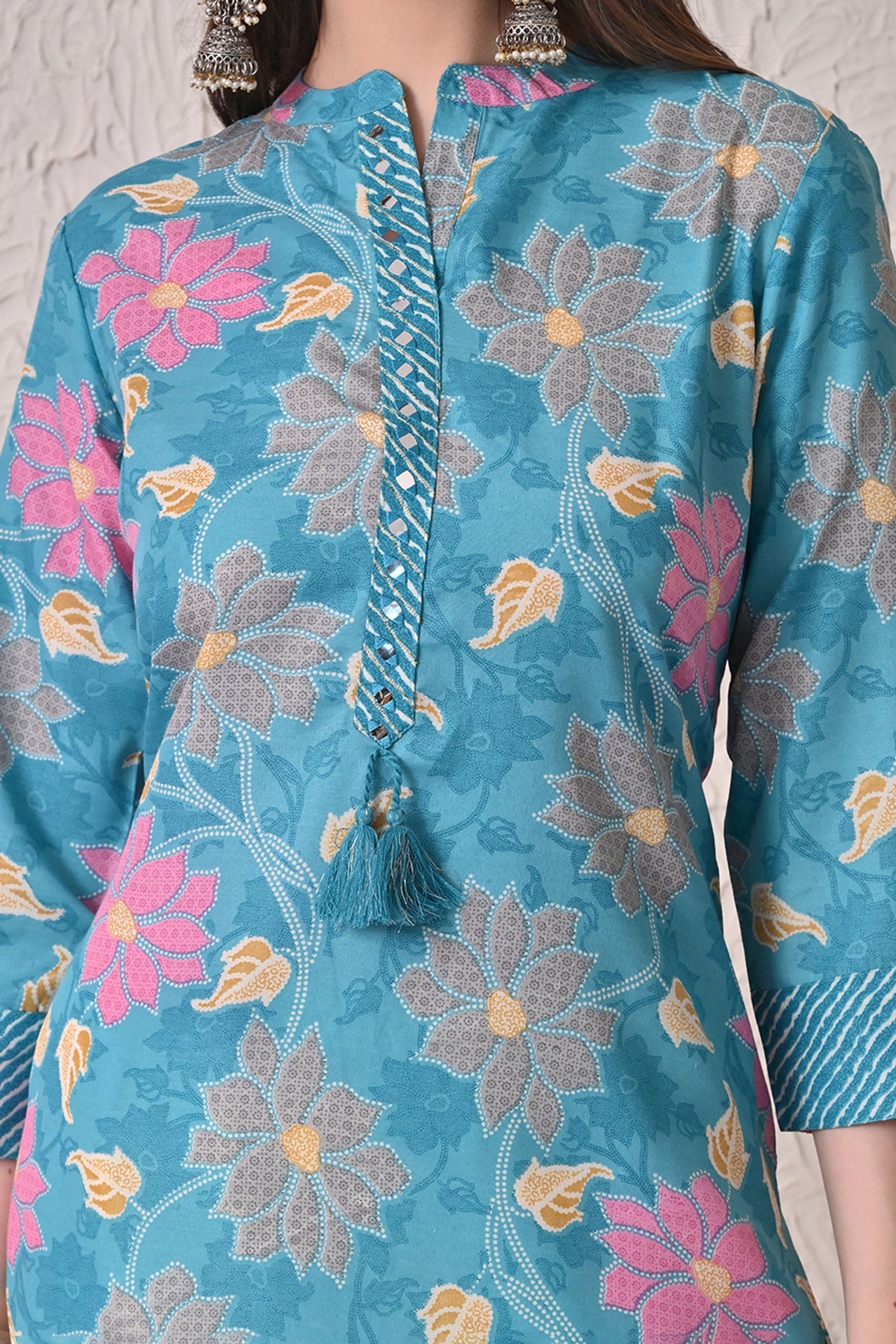 Blue Floral Printed Kurta