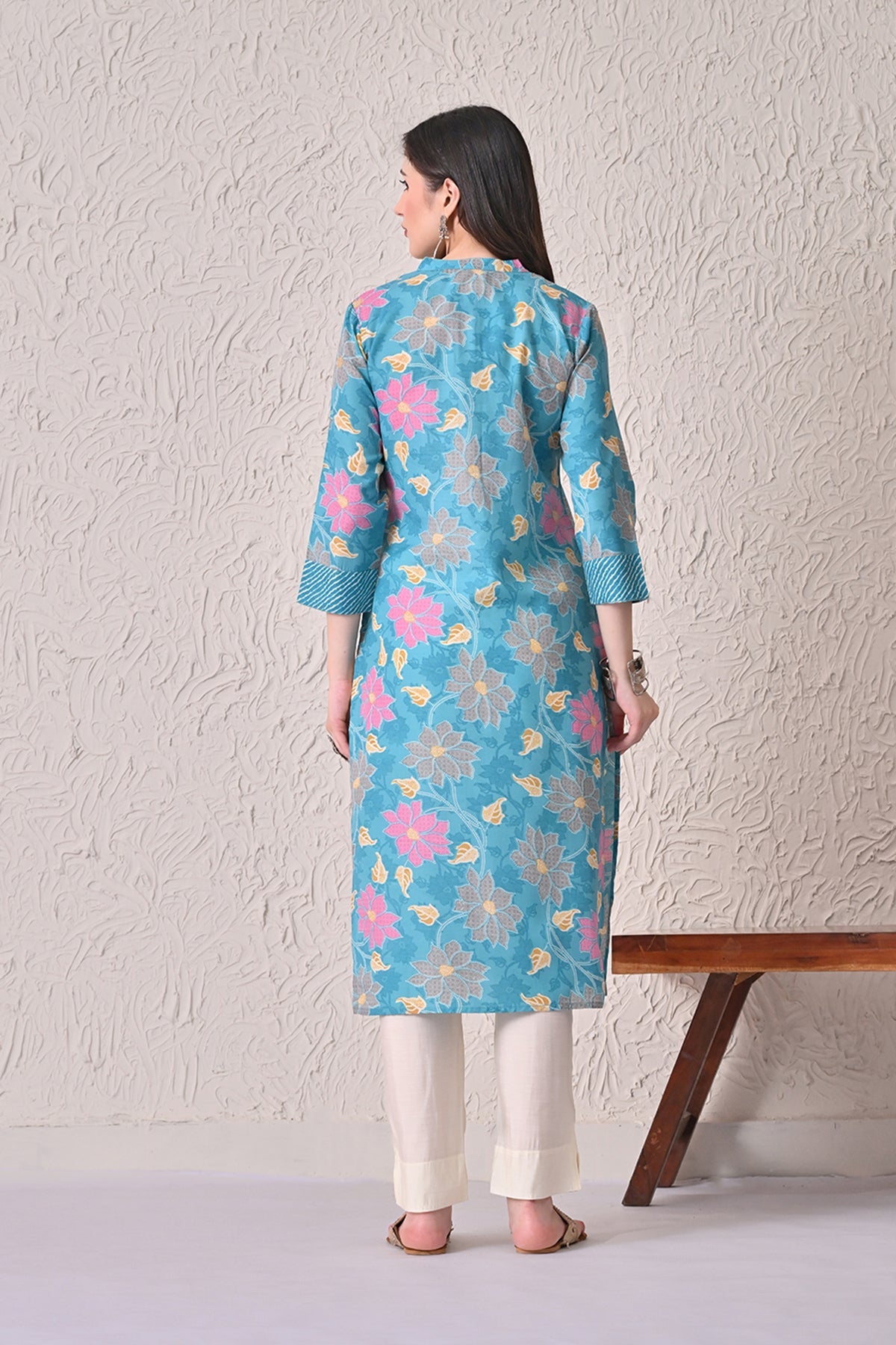 Blue Floral Printed Kurta