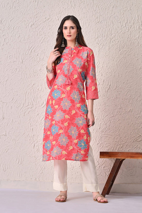 Coral Pink Floral Kurta
