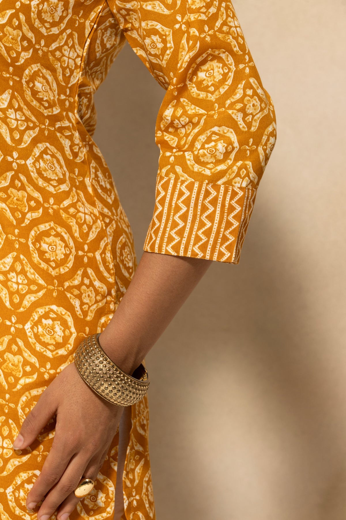 Mustard Printed Kurta