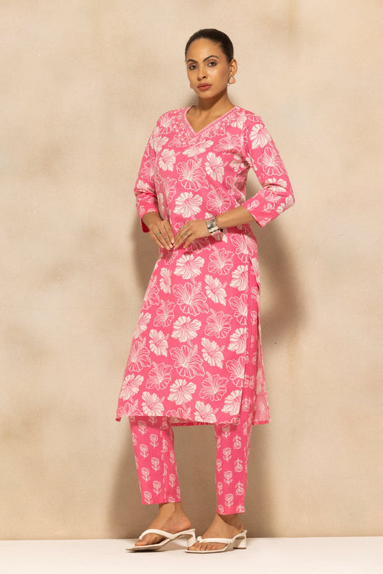 Pink Printed Kurta 3 Pcs Set