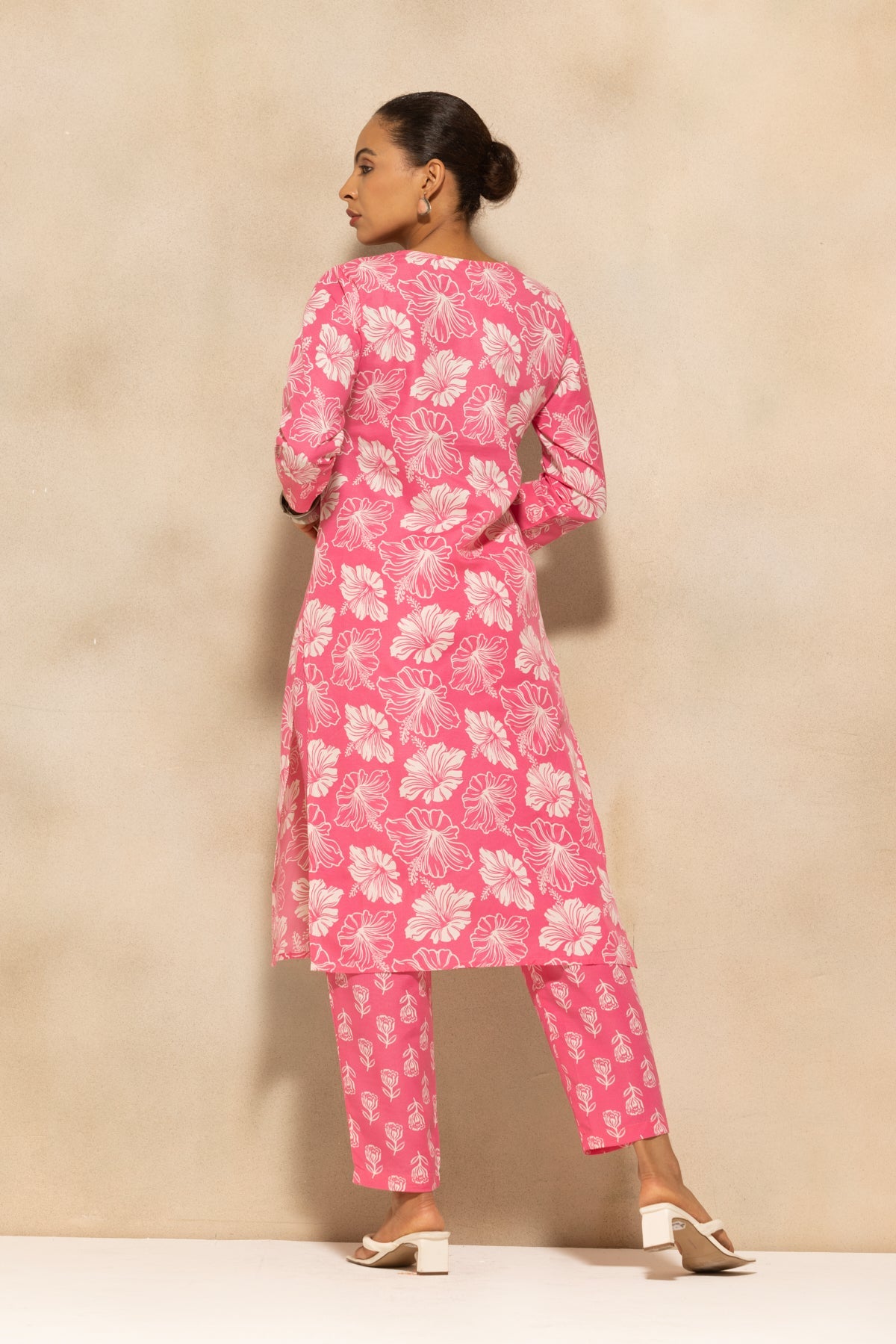 Pink Printed Kurta 3 Pcs Set