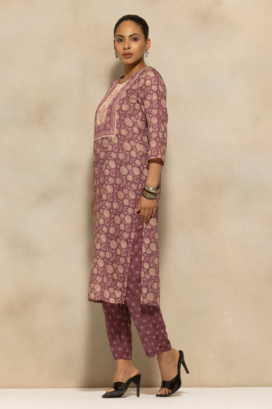 Purple Printed Kurta 3 Pcs Set