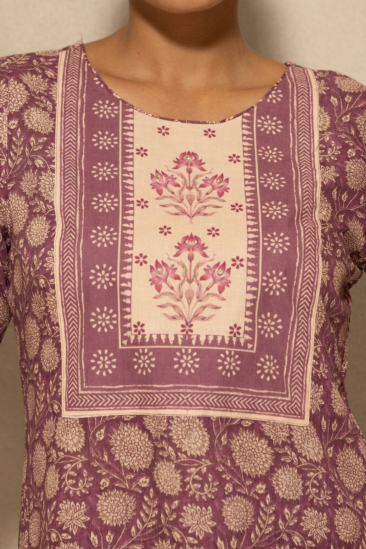Purple Printed Kurta 3 Pcs Set