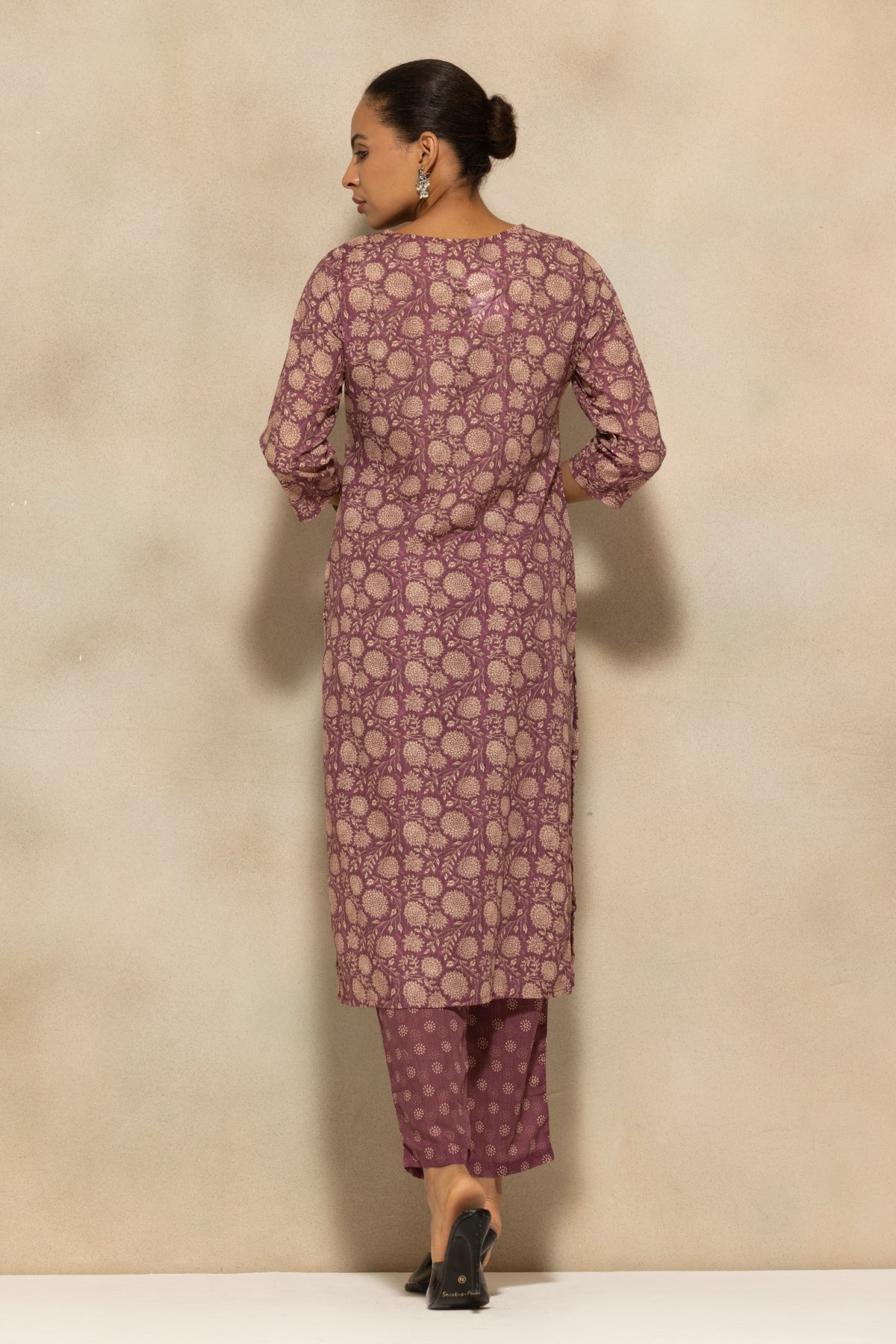 Purple Printed Kurta 3 Pcs Set