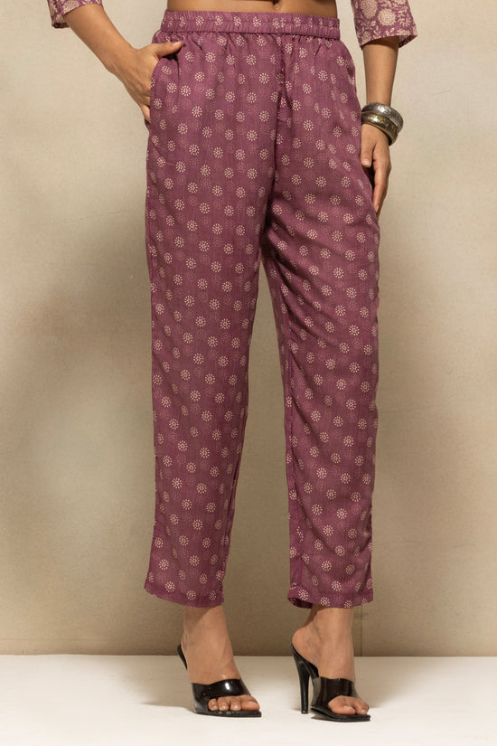 Purple Printed Kurta 3 Pcs Set
