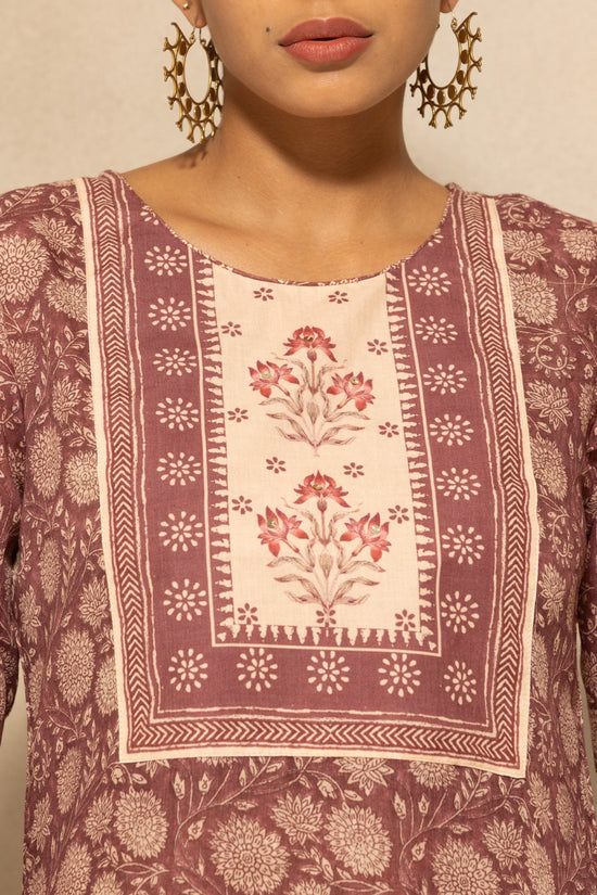 Brown Printed Kurta 3 Pcs Set