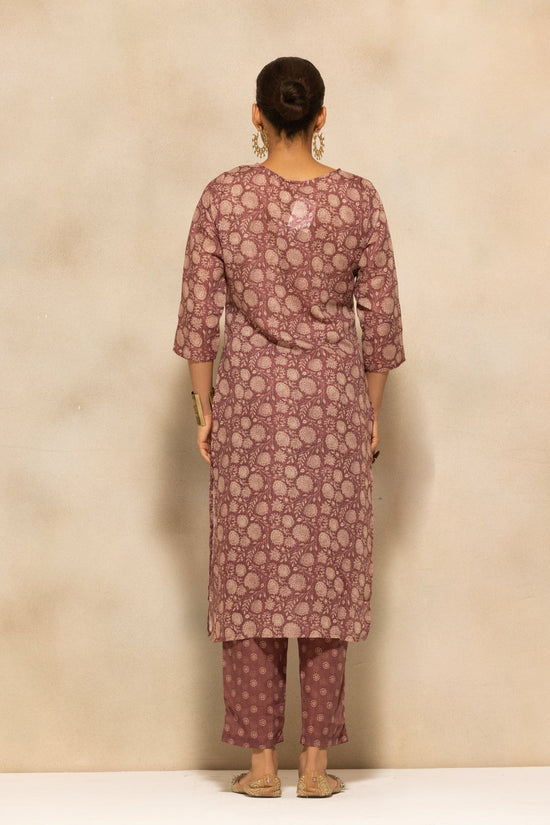 Brown Printed Kurta 3 Pcs Set