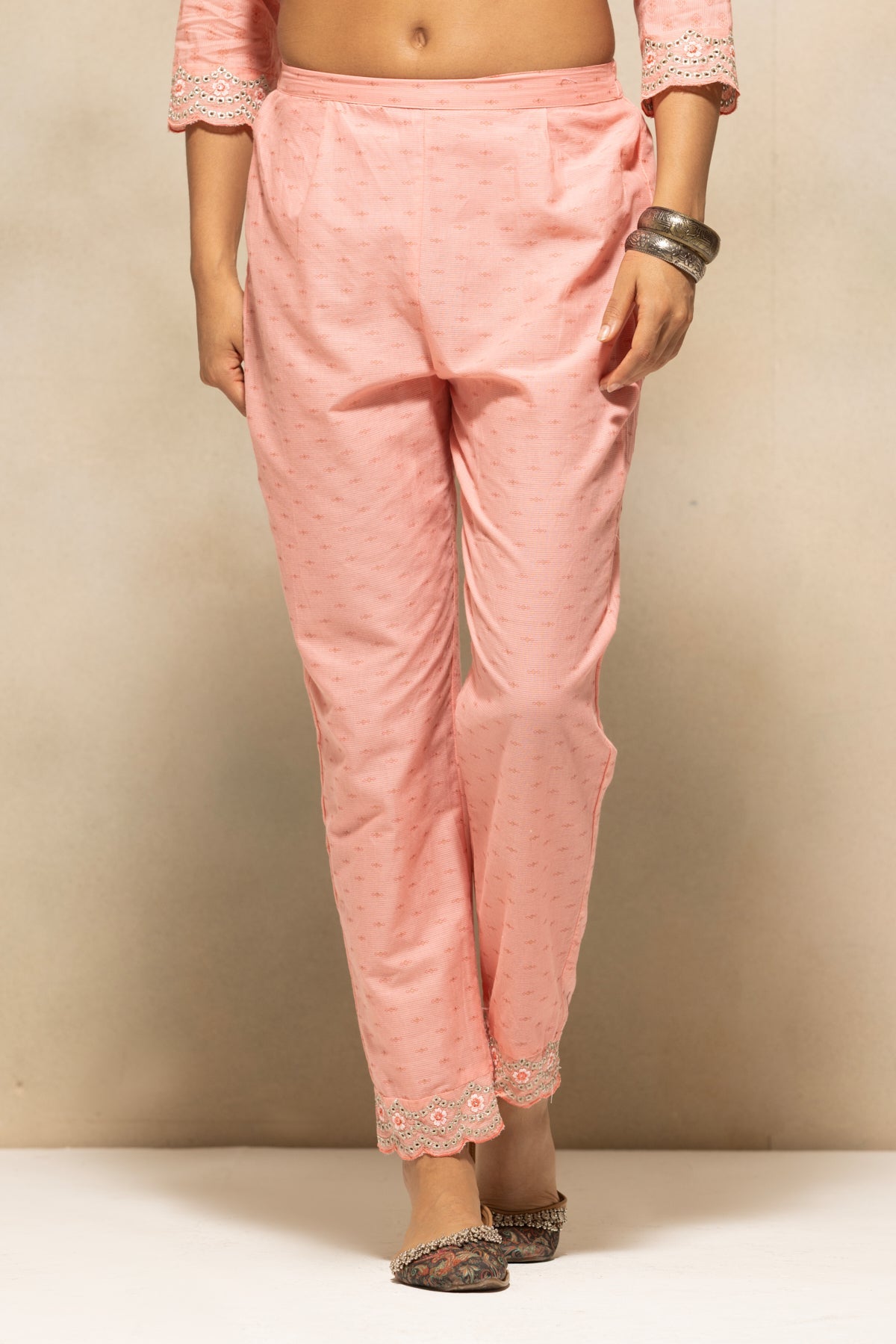 Pink Embroidered Kurta 3 Pcs Set