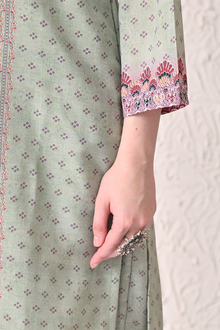 Light Green Paisley Printed Kurta 3 Pcs Set