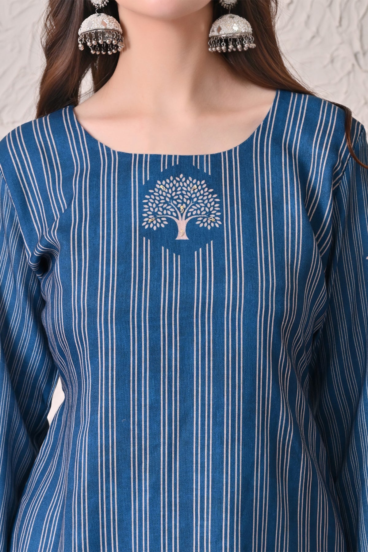 Teal Printed Kurta 3 Pcs Set