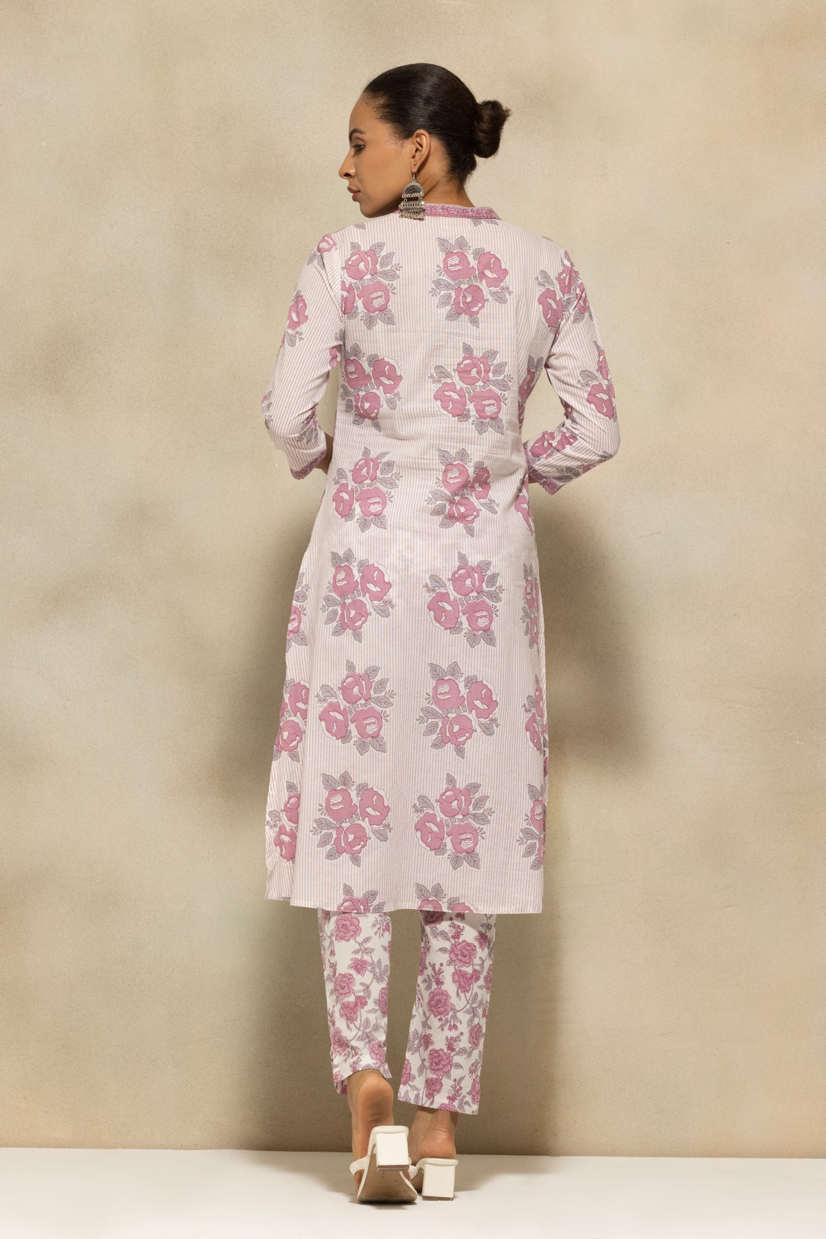 White Printed A-Line Kurta 3 Pcs Set