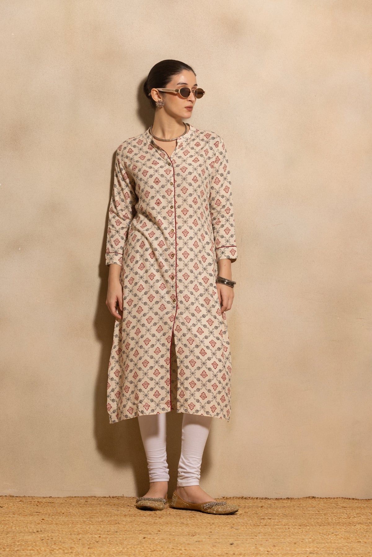 Cream Printed Kurta
