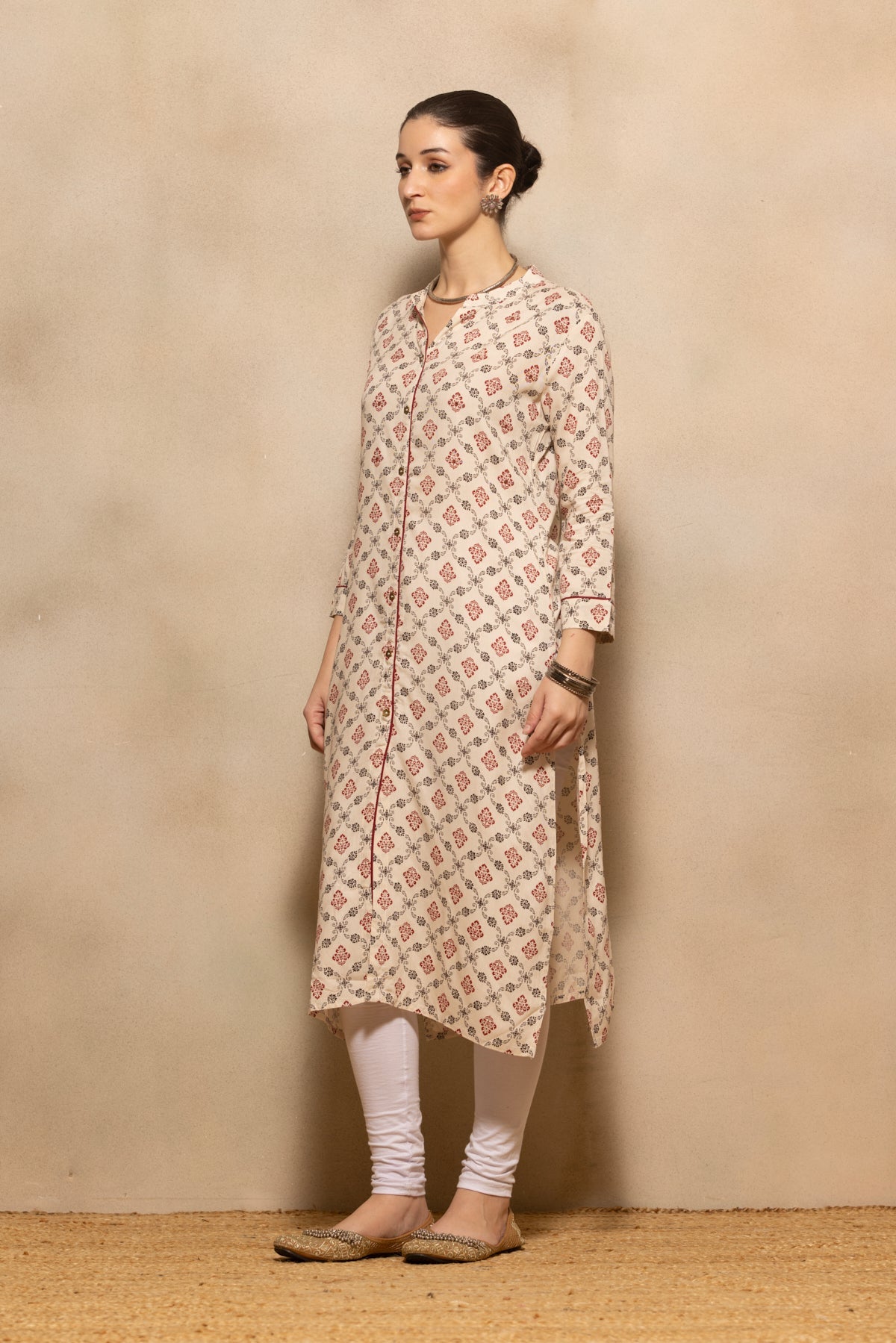 Cream Printed Kurta