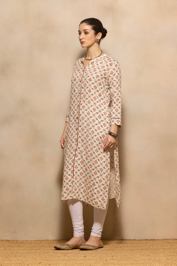 Cream Printed Kurta