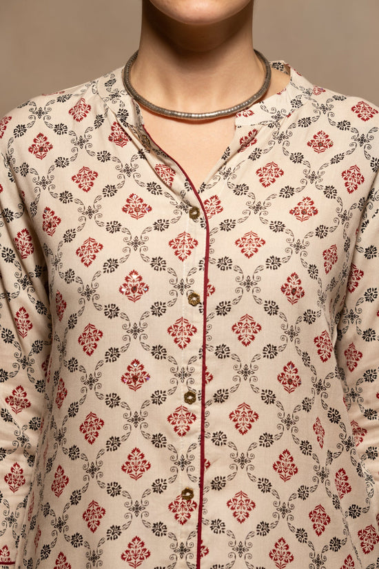 Cream Printed Kurta