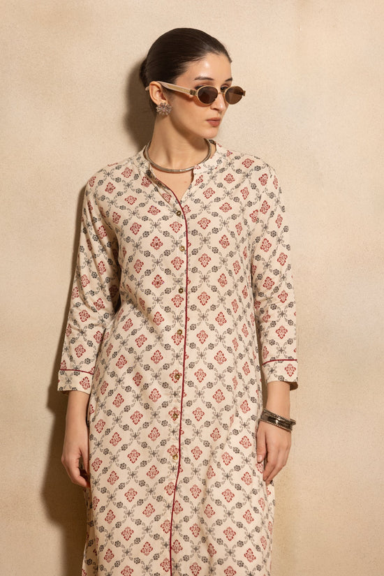 Cream Printed Kurta