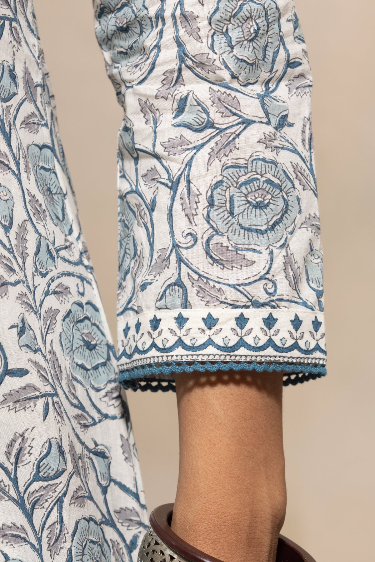 White Printed A-Line Kurta 3 Pcs Set