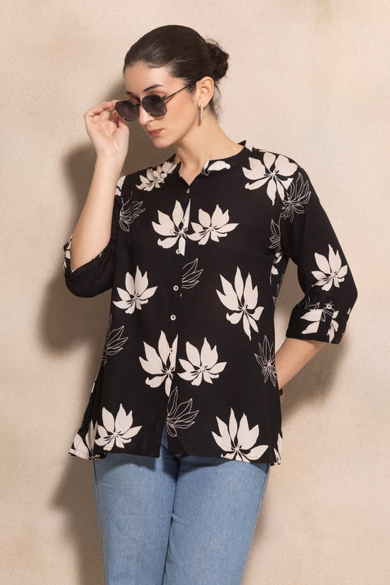 Black Floral Printed Top