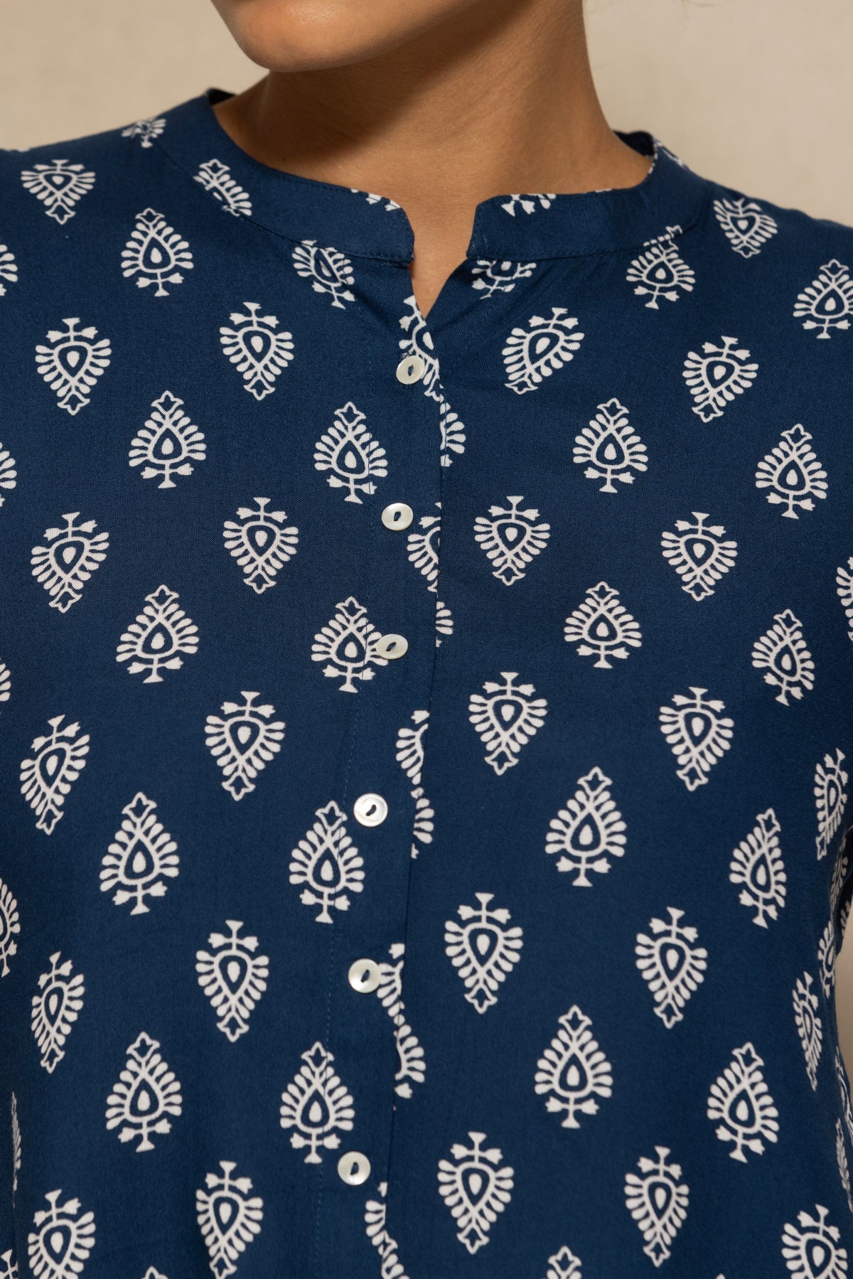 Navy Blue Printed Top